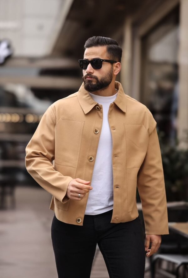 Classic beige button-up jacket