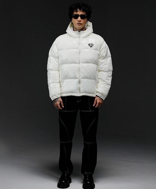 White shiny puffer jacket