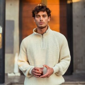 White zip sweater