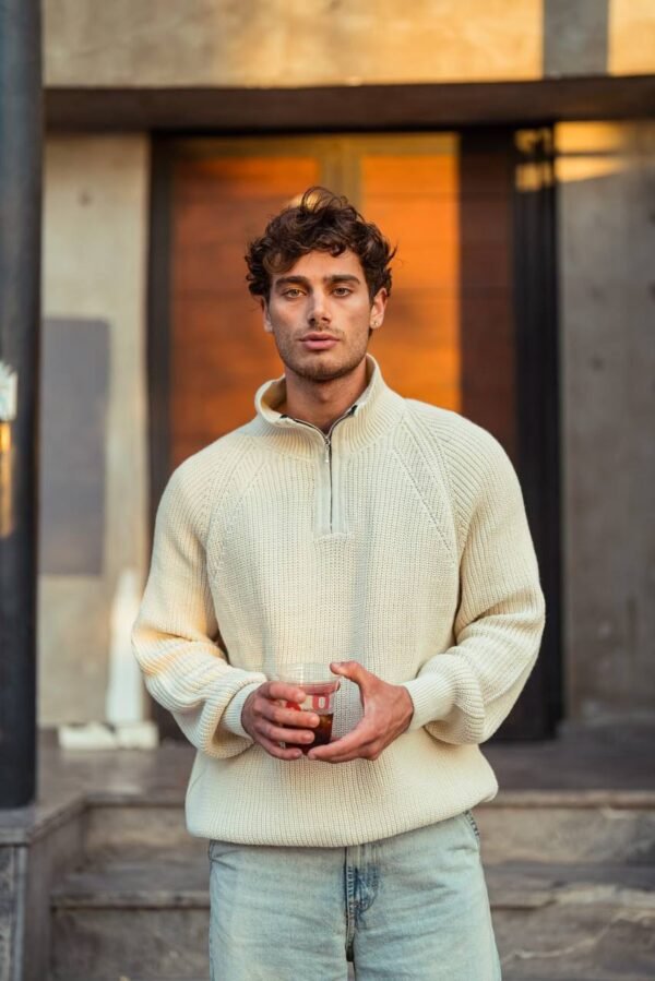 White zip sweater