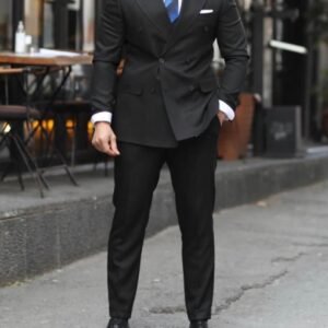 Kostum Slim-fit Elegant i Zi me 2 Pjesë