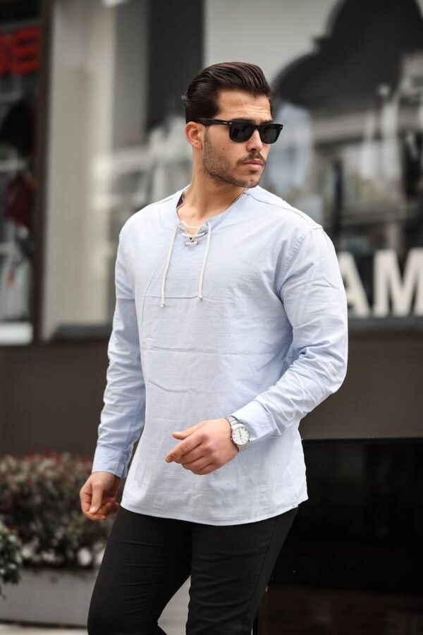 Men’s Lace-Up Long Sleeve Shirt