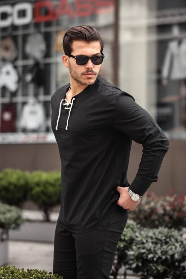 Men’s Lace-Up Long Sleeve Shirt