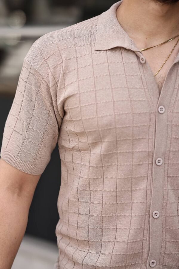 Bluzë Polo e Thurur për Meshkuj – Mëngë të Shkurtra, Elegante