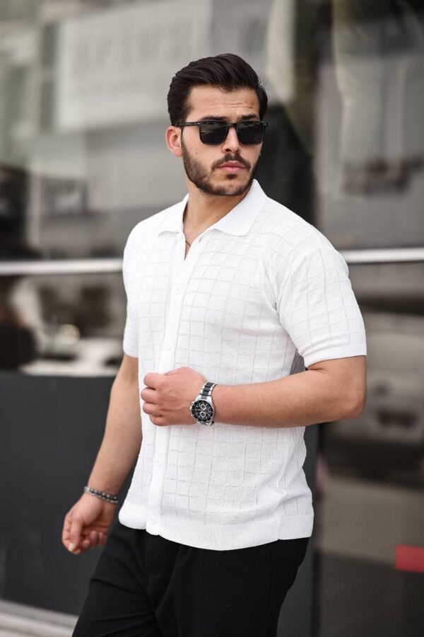 Bluzë Polo e Thurur për Meshkuj – Mëngë të Shkurtra, Elegante