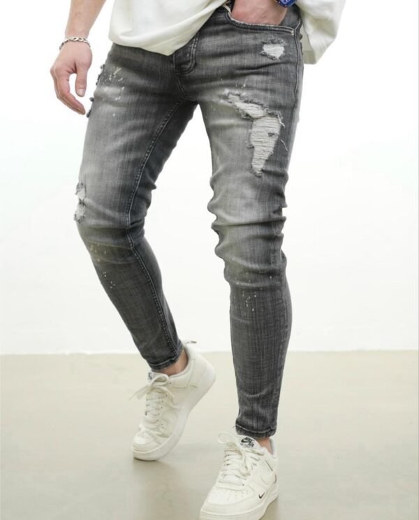 Men’s Grey Distressed Skinny Jeans – Urban Edge Fit