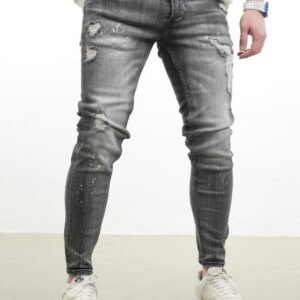 Men’s Grey Distressed Skinny Jeans – Urban Edge Fit