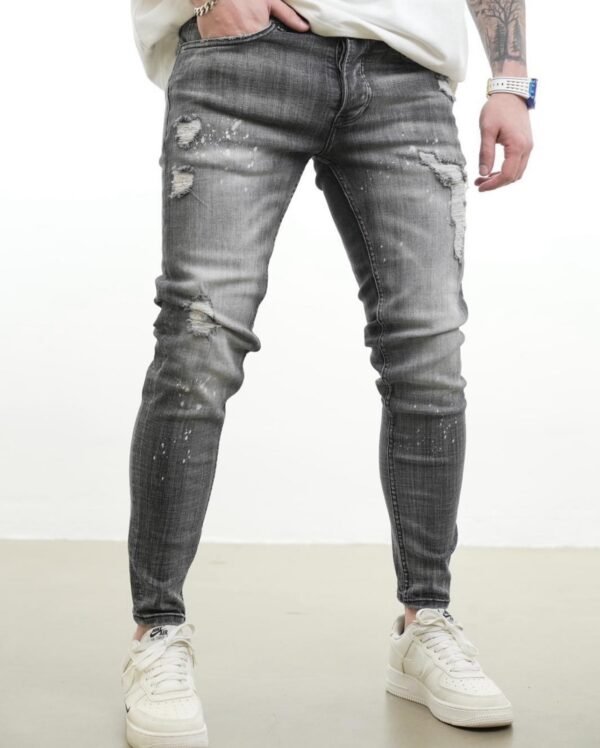 Men’s Grey Distressed Skinny Jeans – Urban Edge Fit