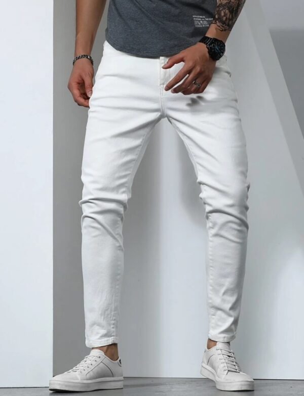 Men’s White Stretch Skinny Jeans – Clean Cut Minimalist Fit