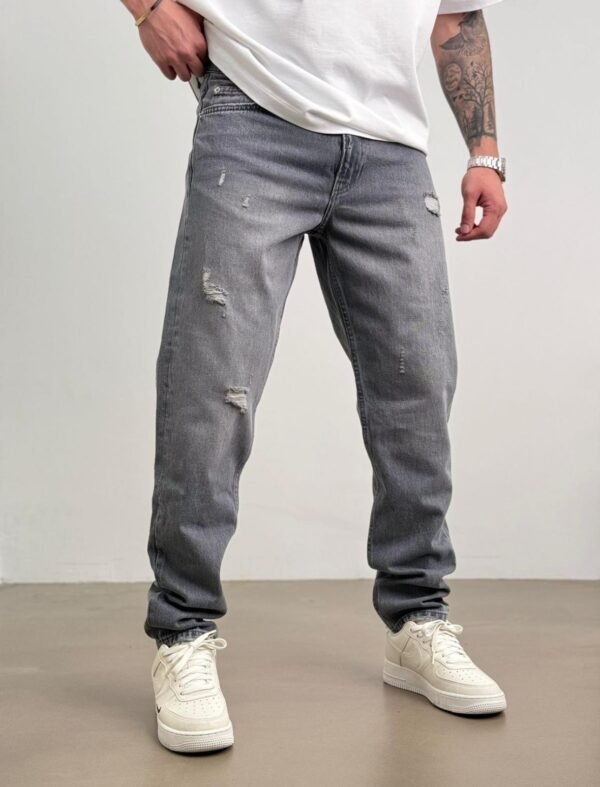 Relaxed Fit Distressed Denim Jeans