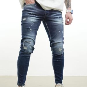 Distressed Spray-Wash Skinny Jeans