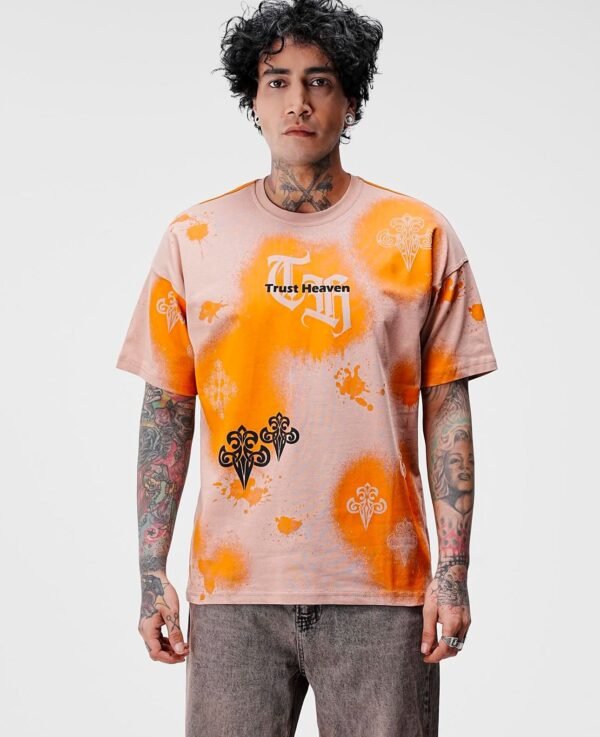 Men’s Streetwear Graphic T-Shirt – “Trust Heaven” Spray Art Design