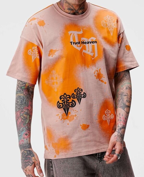 Men’s Streetwear Graphic T-Shirt – “Trust Heaven” Spray Art Design