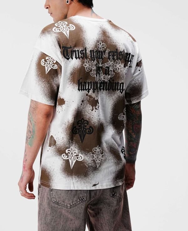 Men’s Streetwear Graphic T-Shirt – “Trust Heaven” Spray Art Design