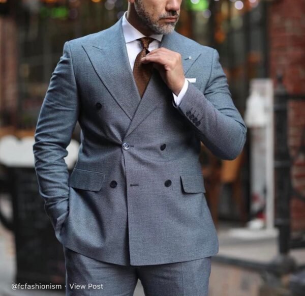 Kostum Klasik Gri me Palosje të Dyfishtë, Slim-fit