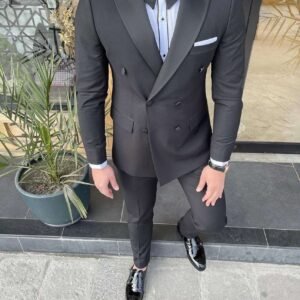 Men’s Classic Double-Breasted Black Tuxedo – Signature Formal Collection