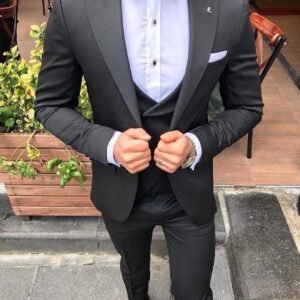 Classic Black Tuxedo Suit with Bow Tie & Accessories - Timeless Elegance