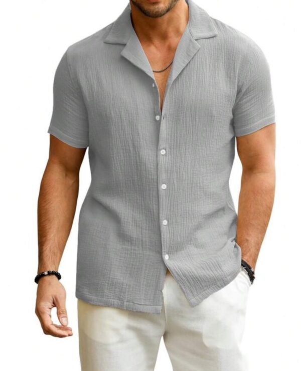Men’s Vibrant Crinkle Cotton Button-Up Shirt