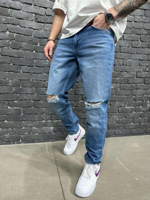 Men's Distressed Slim Fit Jeans –