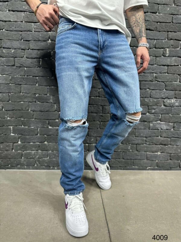 Men's Distressed Slim Fit Jeans –
