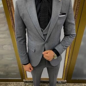 Men’s Charcoal Grey 3-Piece Suit – Urban Noir Edition