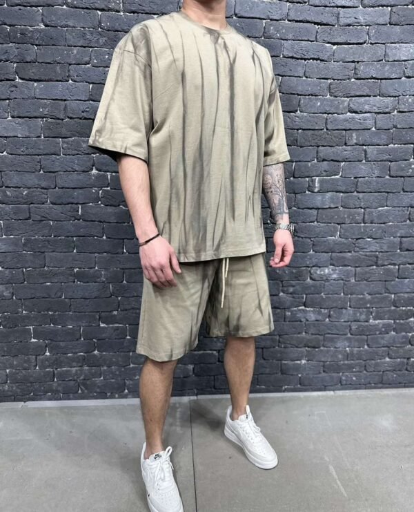 Men’s Black Acid-Wash Oversized T-Shirt & Shorts Set