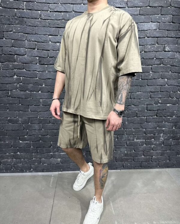 Men’s Black Acid-Wash Oversized T-Shirt & Shorts Set
