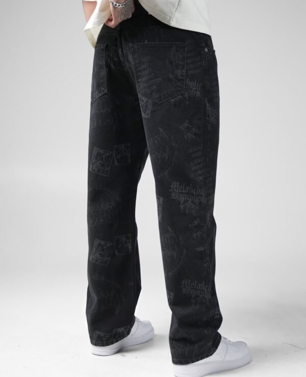 Black Graffiti-Print Loose Fit Jeans – Street Art Edition