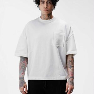 Men's White Oversized T-Shirt with Pocket