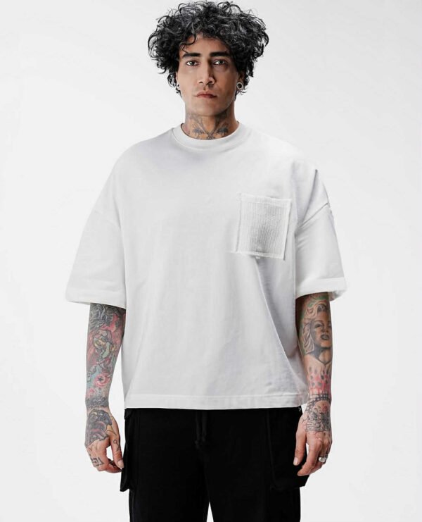 Men's White Oversized T-Shirt with Pocket