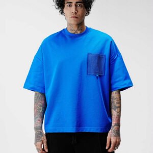 Men's Blue Oversized T-Shirt with Pocket