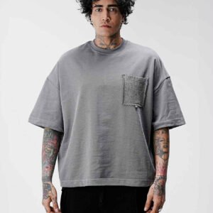 Men's Grey Oversized T-Shirt with Pocket
