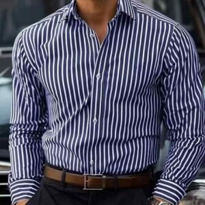 Men’s Slim Fit Striped Dress Shirt