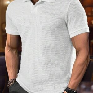 Men's White Textured Polo Shirt