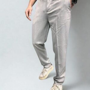 Men's Slim-Fit Light Grey Trousers