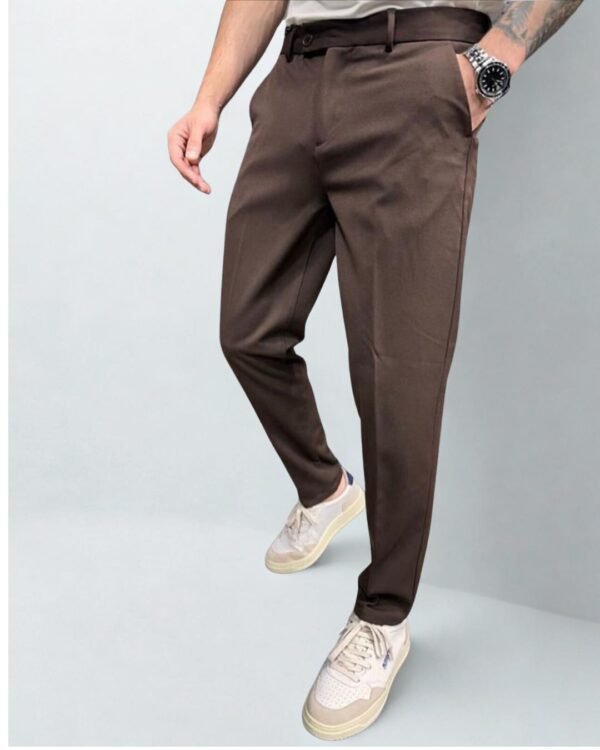 Men's Slim-Fit Brown Trousers