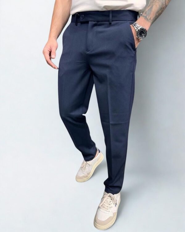 Men's Slim-Fit Navy Blue Trousers
