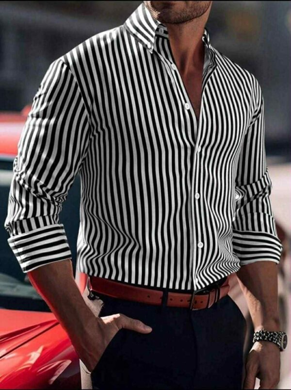 Men’s Slim Fit Striped Dress Shirt