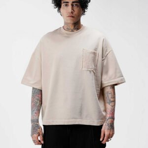 Men's Cream Oversized T-Shirt with Pocket