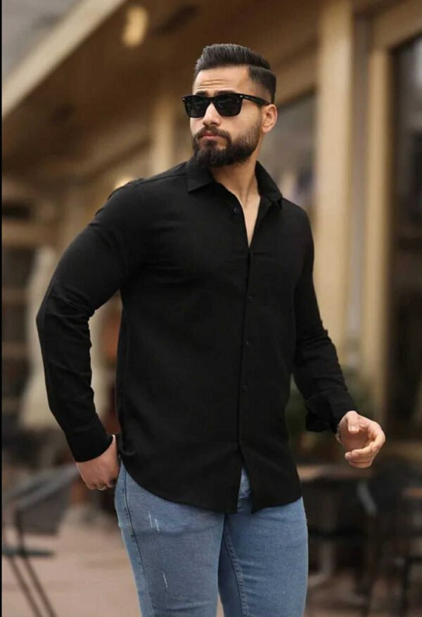 Men's Slim Fit Black Casual Shirt