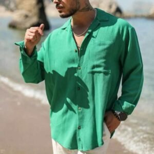 Men's Green Linen Shirt
