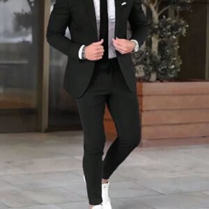 Modern Slim-Fit Black Suit Ensemble