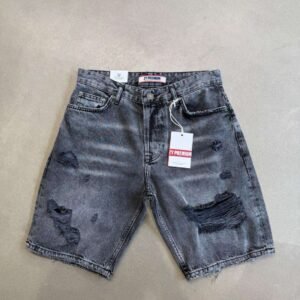 Men’s Distressed Black Denim Shorts – 2Y Premium