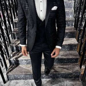 Luxe Black Glitter Tuxedo Suit