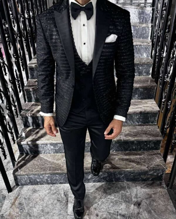 Luxe Black Glitter Tuxedo Suit