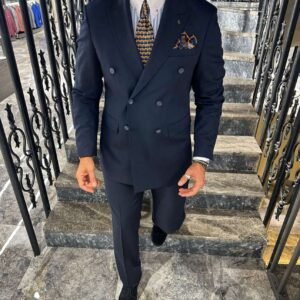 Premium Double-Breasted Navy Suit