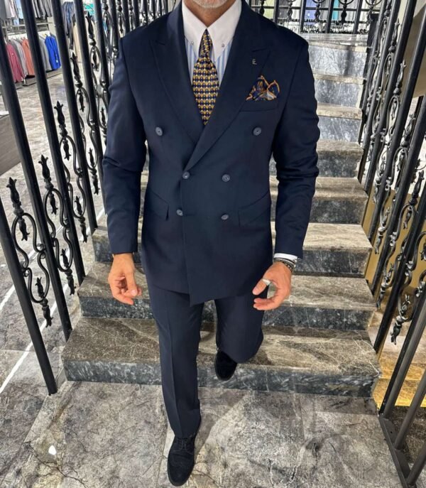 Premium Double-Breasted Navy Suit