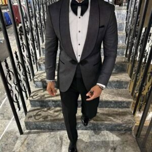 Smoking ngjyrë Gri të Errët – Setër Formale me Teksturë