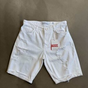 Men’s Distressed White Denim Shorts – 2Y Premium