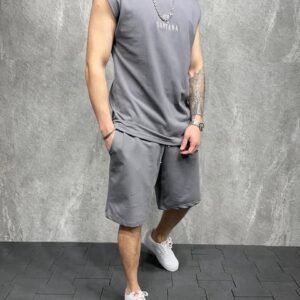 Men's Santana Gray Sleeveless Tracksuit Set
